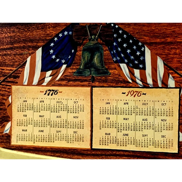 Vintage 1776-1976 America's Bicentennnial Calendar Metal Collector Tray - Picture 2 of 6